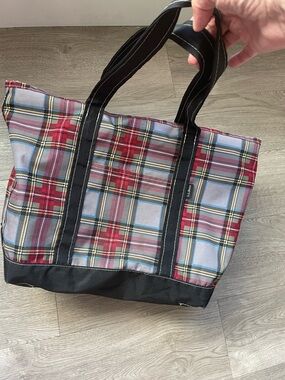 LL Bean Plaid Rustic Essential Cotton Canvas Tote Handbag